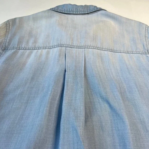 Cloth and Stone Blue Shirt Midi Dress Chambray Denim 3/4 Sleeves Collared Size M - Picture 7 of 14